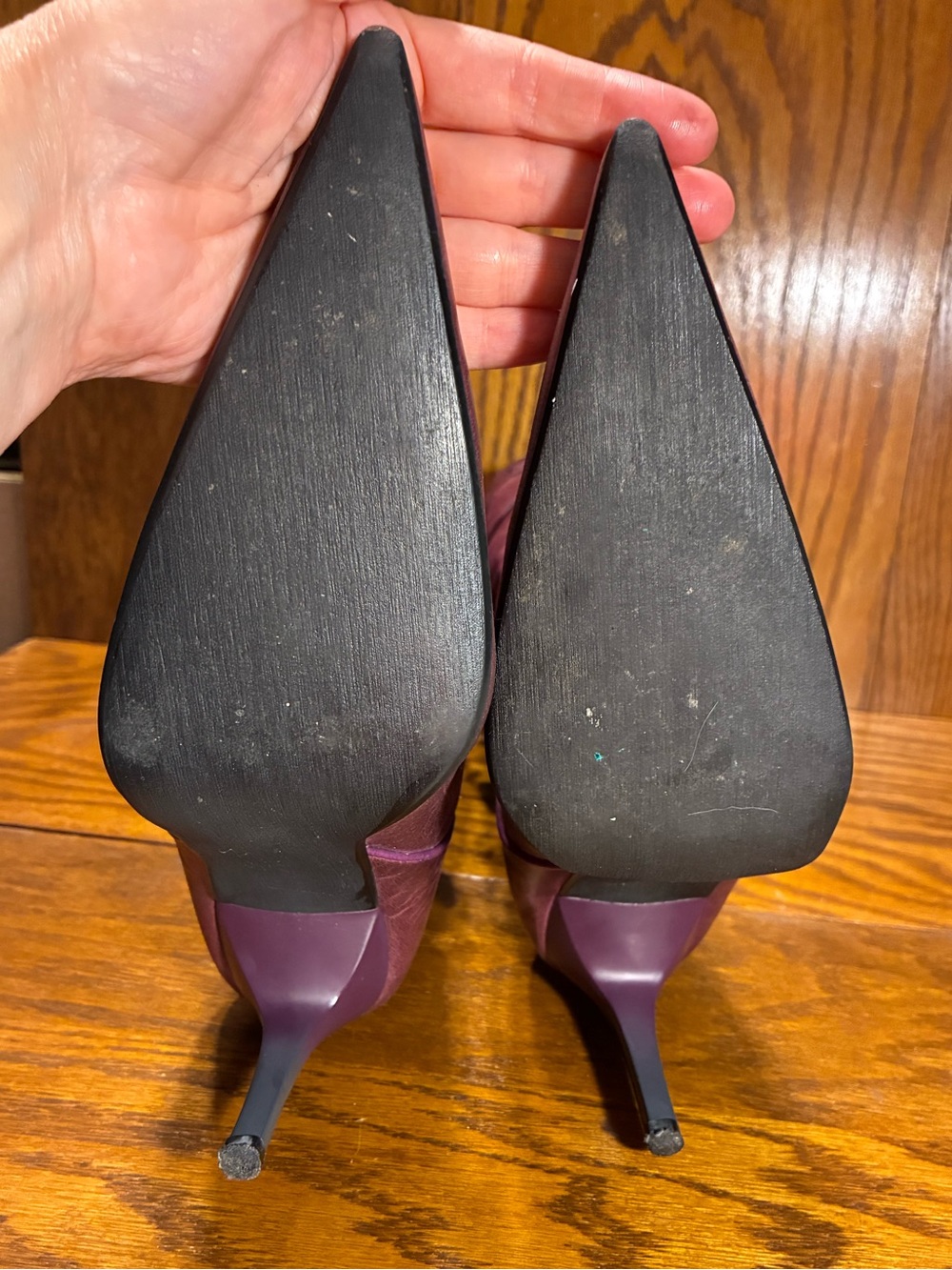 Y2K Steve Madden Purple Leather Slouch Western Boots Ombré Heel Size 8.5 - Picture 7 of 16